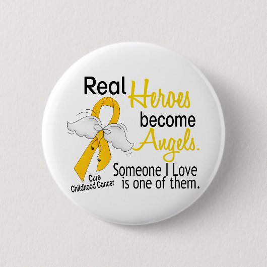 Heroes wordt Angels kinderkanker Ronde Button 5,7 Cm (Voorkant)