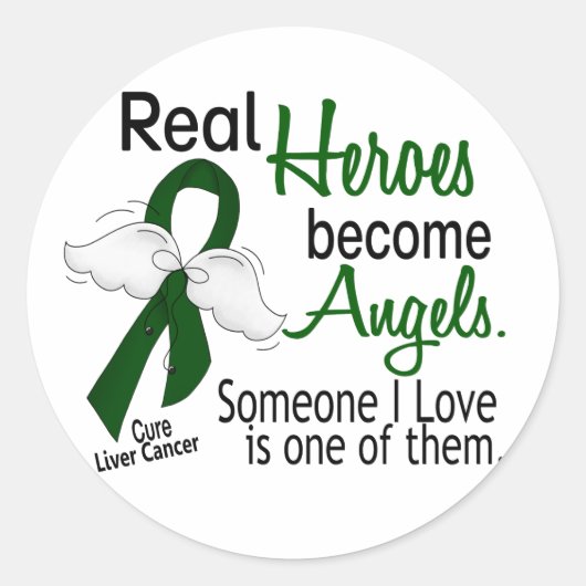 Heroes wordt Angels leverkanker Ronde Sticker (Voorkant)