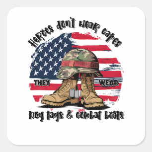 Heroes - Ze Draag hondentags en gevechtslaarzen Vierkante Sticker