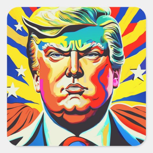 Heroic Donald Trump Patriottisch President Vierkante Sticker (Voorkant)