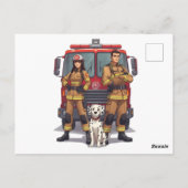 Heroic Firefighter Duo and Dalmatian Postcard Briefkaart (Achterkant)