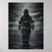Heroic Firefighter Walking Through Smoke poster (Voorkant)