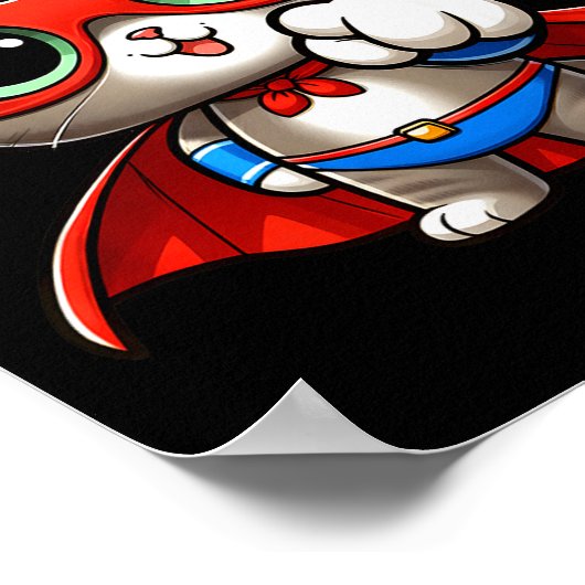 Heroic Super Cat With Cape Gift Men Kids Women Fun Poster (Hoek)