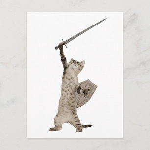 Heroic Warrior Knight Cat Briefkaart