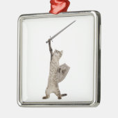 Heroic Warrior Knight Cat Metalen Ornament (Links)