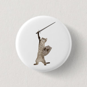 Heroic Warrior Knight Cat Ronde Button 3,2 Cm