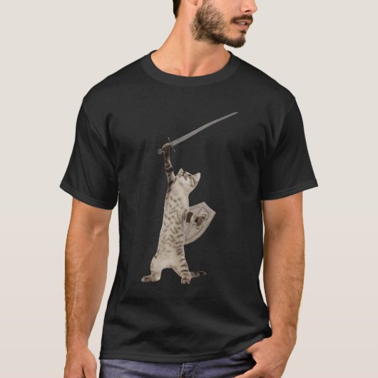 Heroic Warrior Knight Cat T-shirt (Voorkant)