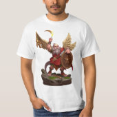Heroic Winged Dwarf Warrior Fantasy Art T-Shirt (Voorkant)