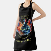 Heroïsche brandweerman te midden van felle vlammen schort (Insitu)