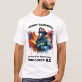 Heroïsche brandweerman te midden van felle vlammen t-shirt (Voorkant)