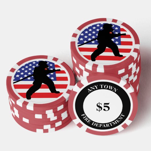 Heroïsche brandweervlag ontwerp brandslang poker chips (Opstapeling)