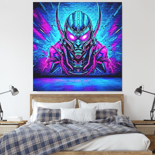 Heroïsche Cyberpunk Vibe Canvas Afdruk (Insitu (Slaapkamer))