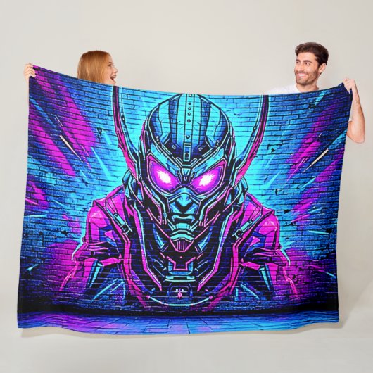 Heroïsche Cyberpunk Vibe Fleece Deken (In situ)
