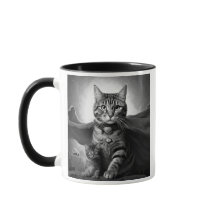 Heroïsche kat met cape en chaton.