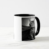 Heroïsche kat met cape en chaton. mok (Voorkant rechts)