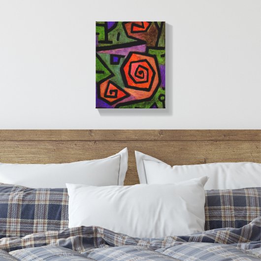 Heroïsche Rozen van Paul Klee Abstracte moderne ku Canvas Afdruk (Insitu (Slaapkamer))