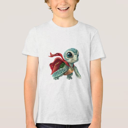 Heroïsche Zee Schildpad in Red Cape Tri-Blend Shirt (Voorkant)