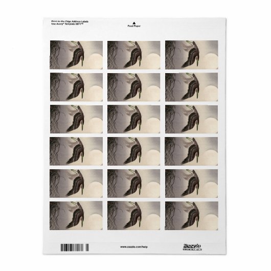 Heron at Full Moon, 1900-1930 by Ohara Koson Etiket (Full Sheet)