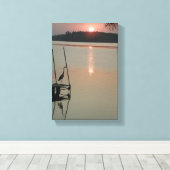Heron begroet de stijgende zon op de Dock 8x11,77 Canvas Afdruk (Insitu (Houten vloer))