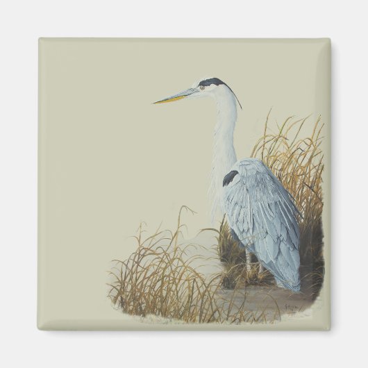 Heron bij Marsh Edge Magnet (Voorkant)