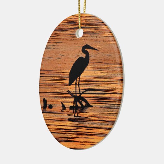 Heron bij Sunset Keramisch Ornament (Links)
