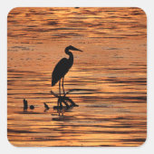 Heron bij Sunset Vierkante Sticker (Voorkant)