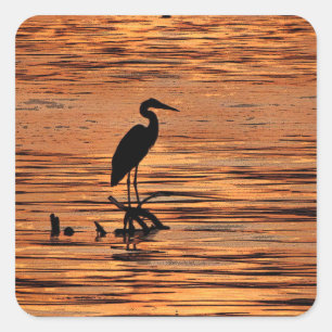 Heron bij Sunset Vierkante Sticker