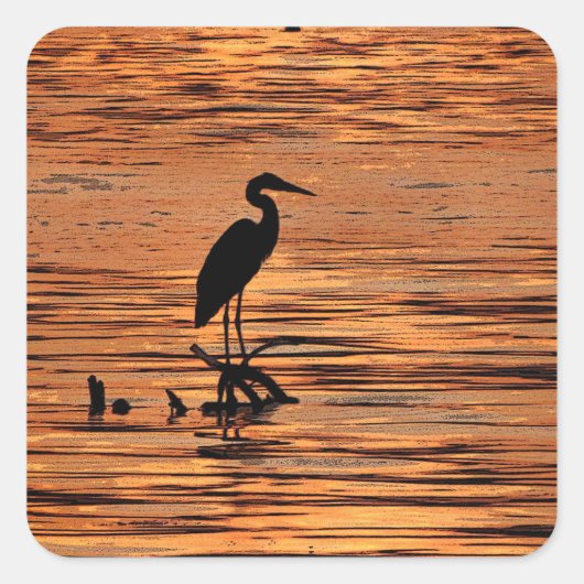 Heron bij Sunset Vierkante Sticker (Voorkant)