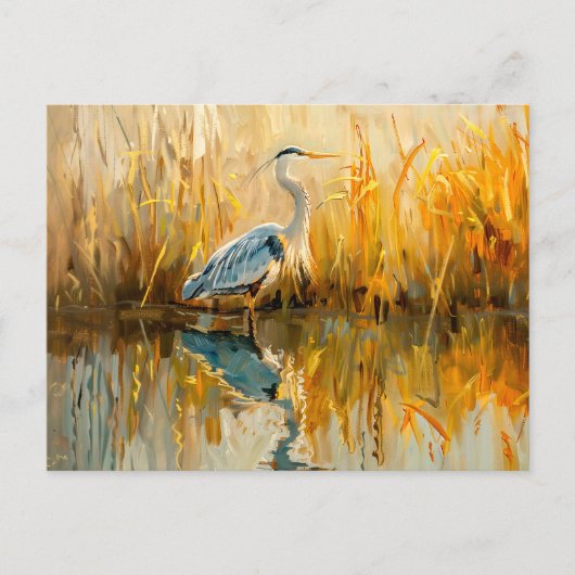 Heron bij zonsopgang bij het water feestdagenkaart (Voorkant)