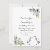 Heron Bird Couple en Flower Wreate Save the Date Kaart (Achterkant)