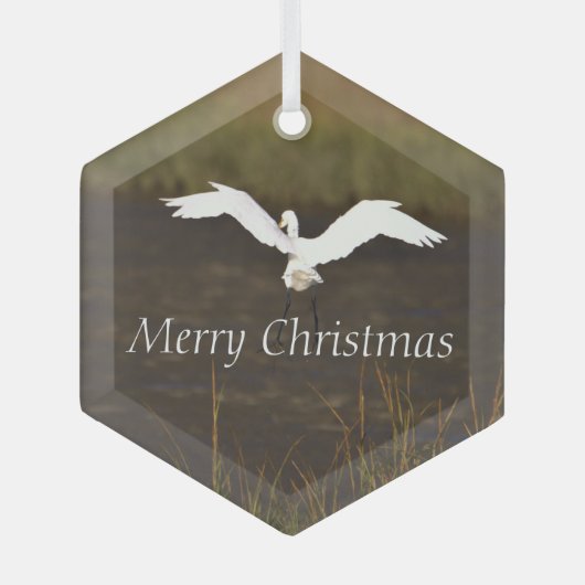 Heron Bird Flying Glass Ornament (Voorkant)