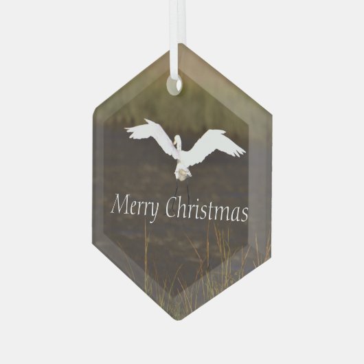 Heron Bird Flying Glass Ornament (Voorkant links)