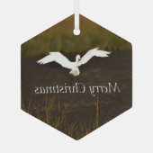 Heron Bird Flying Glass Ornament (Achterkant)