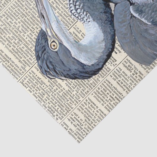 Heron Bird French Newspaper  Decoupage Tissuepapier (Detail)