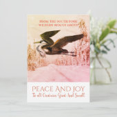 Heron Bird In De Winter Sneeuw Zakelijke Kerstmis Feestdagenkaart (Staand voorkant)