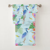 Heron Bird met Flowers Bad Handdoek (Insitu)