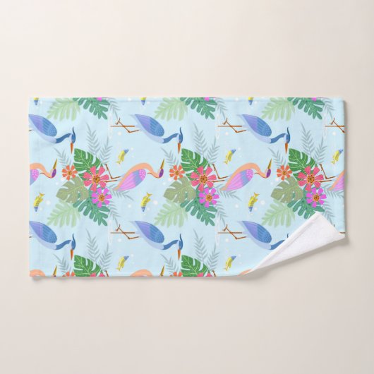 Heron Bird met Flowers Bad Handdoek (Handdoek)
