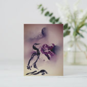 heron Bird Mountains schilderij Briefkaart (Staand voorkant)