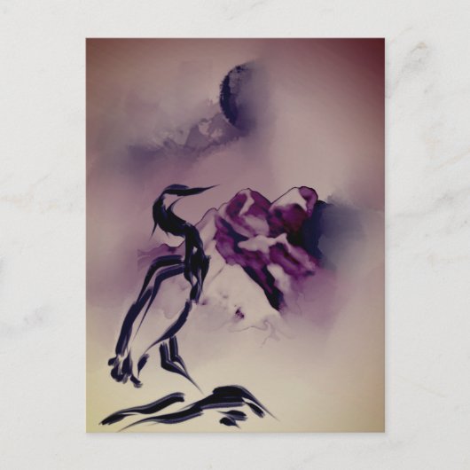 heron Bird Mountains schilderij Briefkaart (Voorkant)