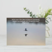 Heron Bird Peaceful Lake Bible Verse Flat Kaart (Staand voorkant)