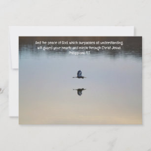 Heron Bird Peaceful Lake Bible Verse Flat Kaart