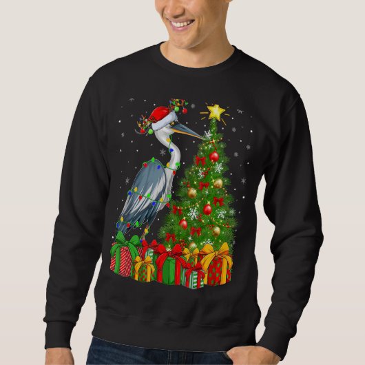 Heron Bird Xmas Holiday Santa Heron Kerstmis Trui (Voorkant)