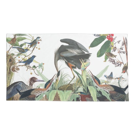Heron Bluebird Birds Audubon Wildlife Pillowcase Kussensloop (Achterkant)