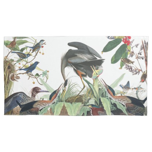 Heron Bluebird Birds Audubon Wildlife Pillowcase Kussensloop (Voorkant)
