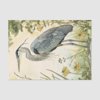 Heron en bloemen decoupage tissuepapier