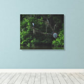 Heron en Lazy River Canvas Print (Insitu (Houten vloer))