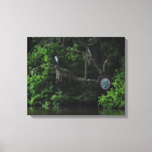 Heron en Lazy River Canvas Print (Voorkant)