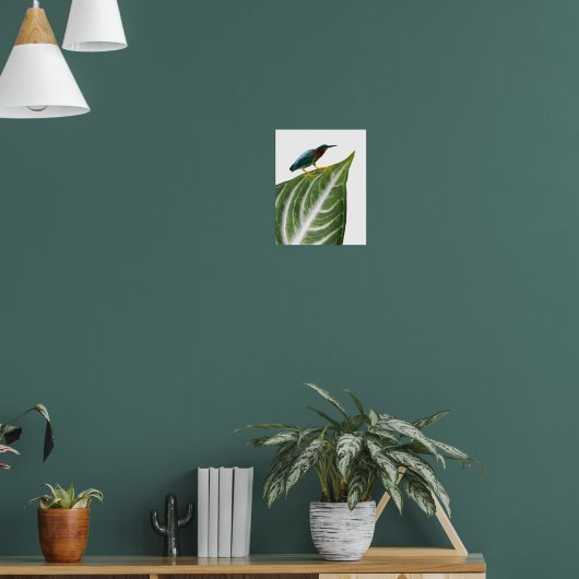 Heron en Leaf Print, Waarde Poster Papier (Matte) (Woonkamer 1)