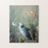 Heron en levendige Koi Fish Legpuzzel (Verticaal)