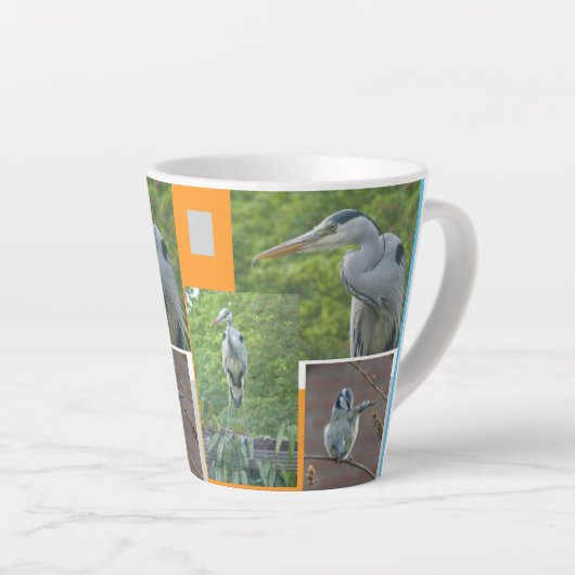 Heron en Little Bird Collage Latte Mok (Rechterhoek)